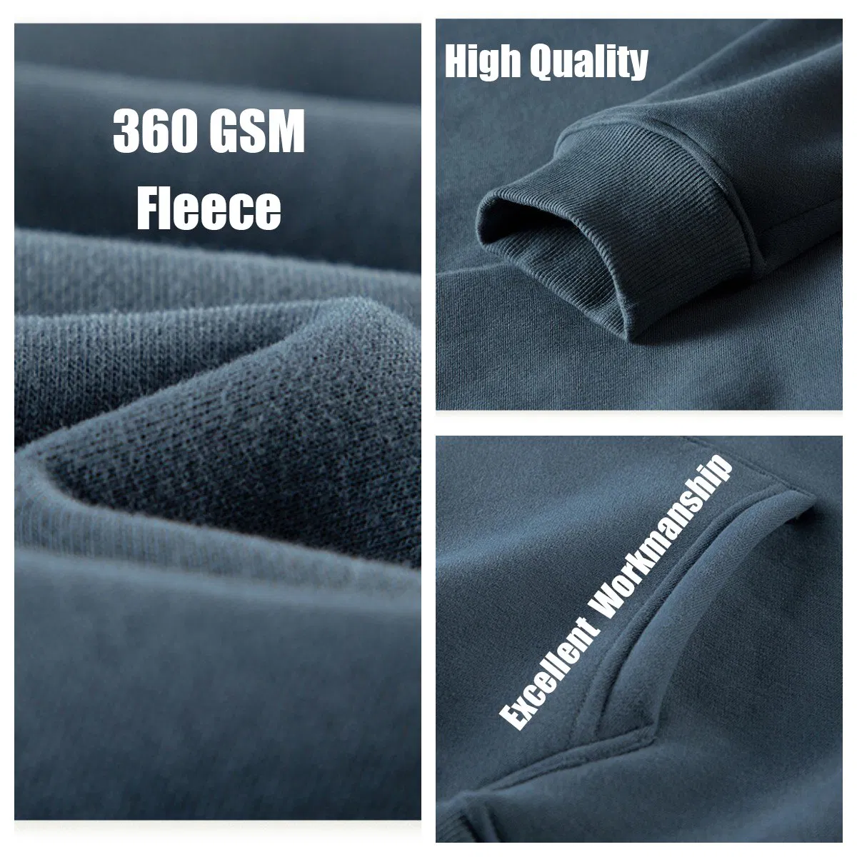 360g Fleece High Quality Black Custom Blank Plain Cotton Oversize Pullover Sweatshirt Embossed Embroidery Logo Hoody Plus Size Men Hoodie Manufacturer Unisex
