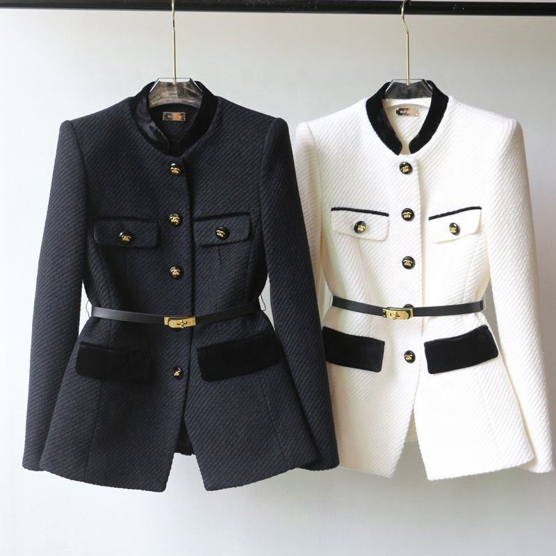 Custom-Made Wholesale Women's Stand-up Collar Coats, New Spring Fashion Long-Length Waist-Cinched Women's Coats Clothing