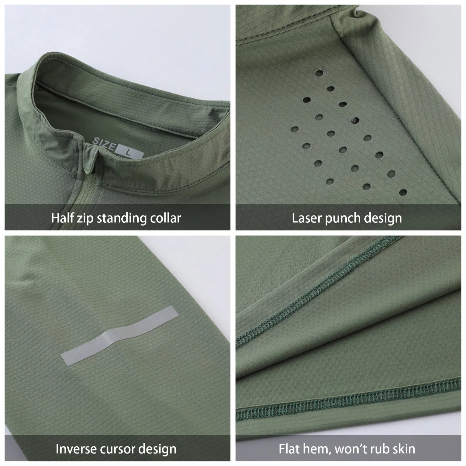 Manufacturer Hight Elastic Breathable Quick Dry Polyester Long Sleeve Zipper Tops Running Gym Custom T Shirt Men's T-Shirts