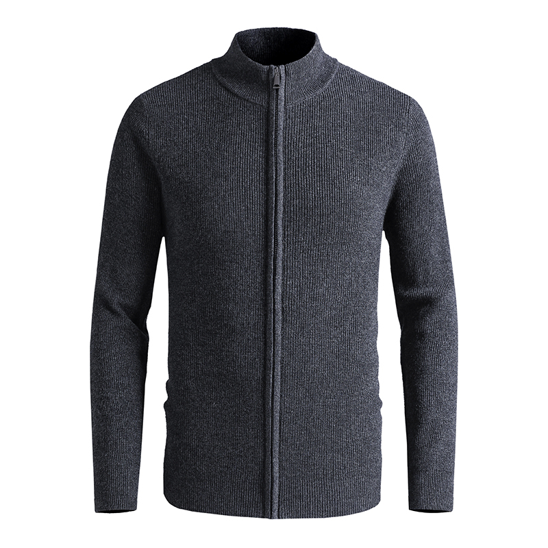 Custom Wool Cashmere Sweater Men Turtleneck Zipper Knit Oversize Mongolian Cardigan