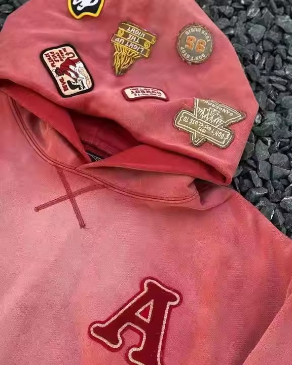 New Design Manufacturers Acid Wash Custom Heavyweight Sun Faded Hoodie Patch Embroidery 100% Cotton Vintage Boxy Men Hoodies