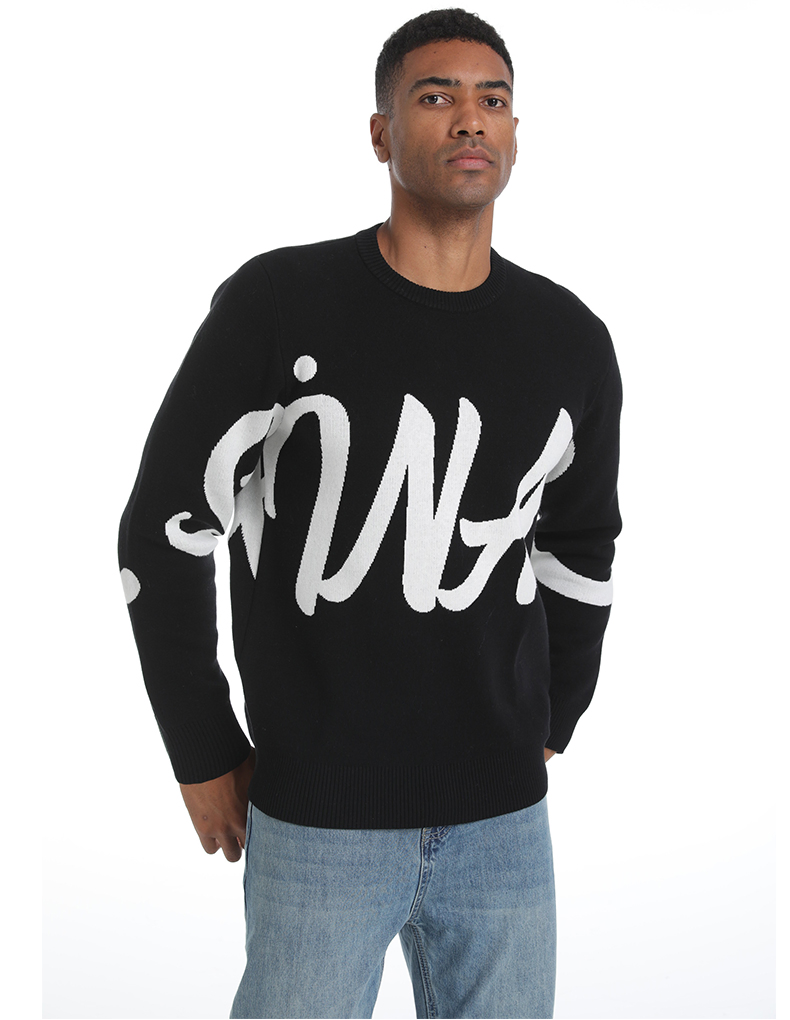 Custom Halloween Turtleneck Sweater Oversize Plus Size Jacquard Long Sleeve Letter Knitted Men's Pullover Sweater Manufacturers