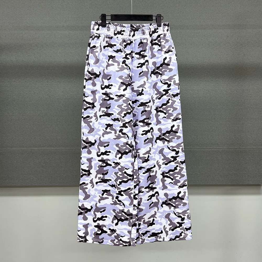 Custom Oversized French Terry Stacked Straight Leg Sweatpants Manufacturer Wholesale Casual Cotton Baggy Camo Men's Pants