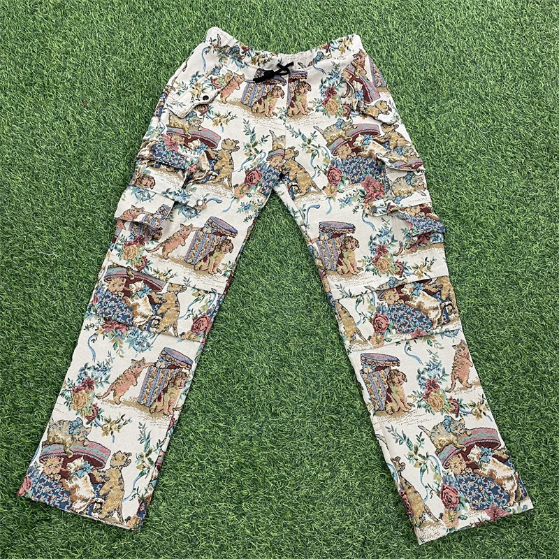 Low MOQ Customization Tapestry Clothing Manufacturer Custom Tapestry Pants Mens Cargo Pants