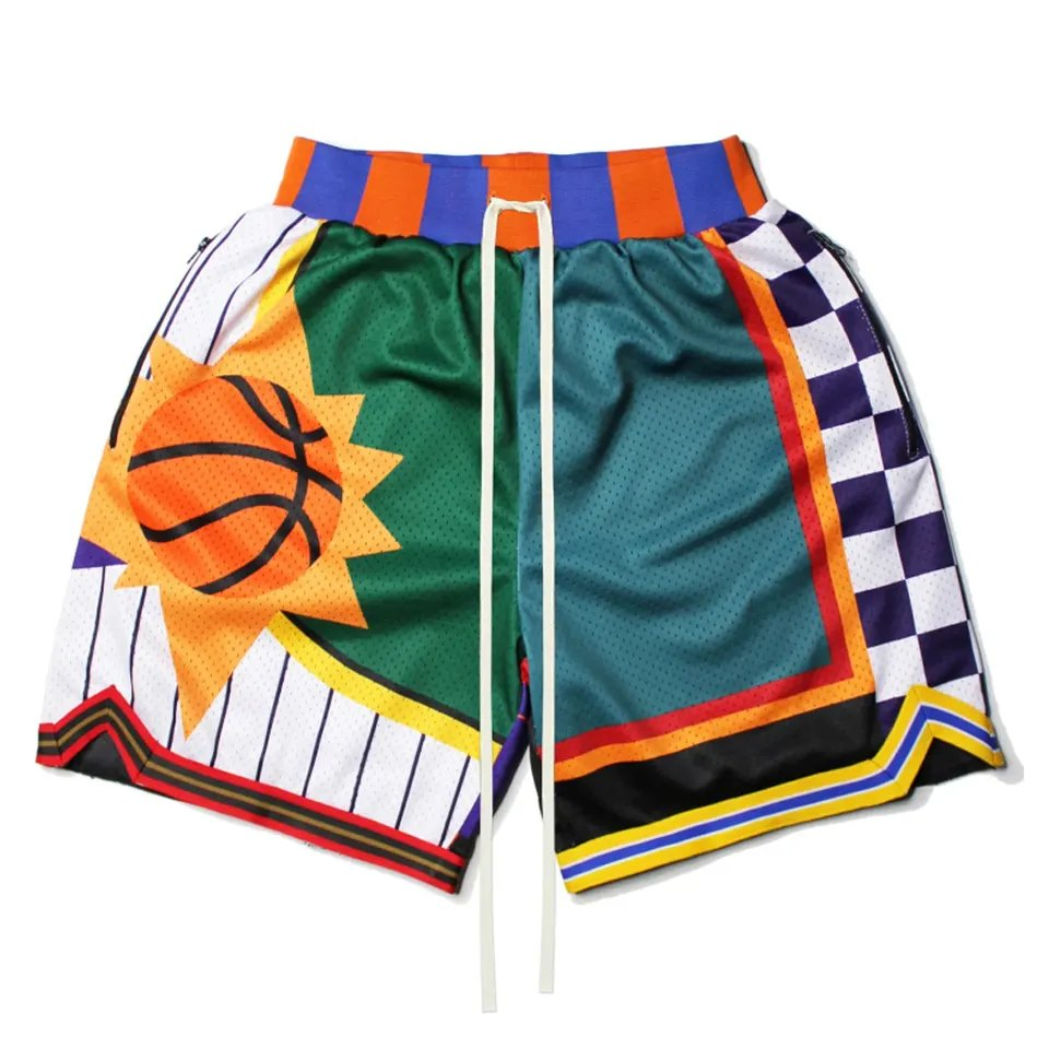 Wholesale Embroidery Polyester Sublimation Vintage Design Retro Stitch Sweat Pants Gym Short Men's Custom Basketball Mesh Shorts Wear Uniform