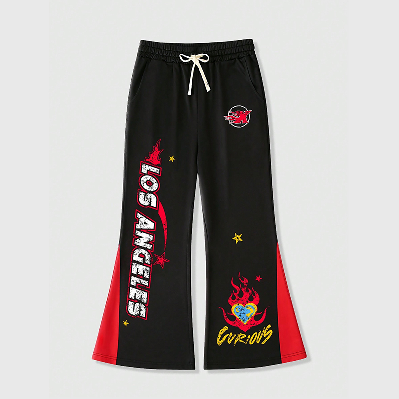 Manufacturer Custom Polyester-Windbreaker Stripe-Print Wide-Leg Jogging Men's Track Pants