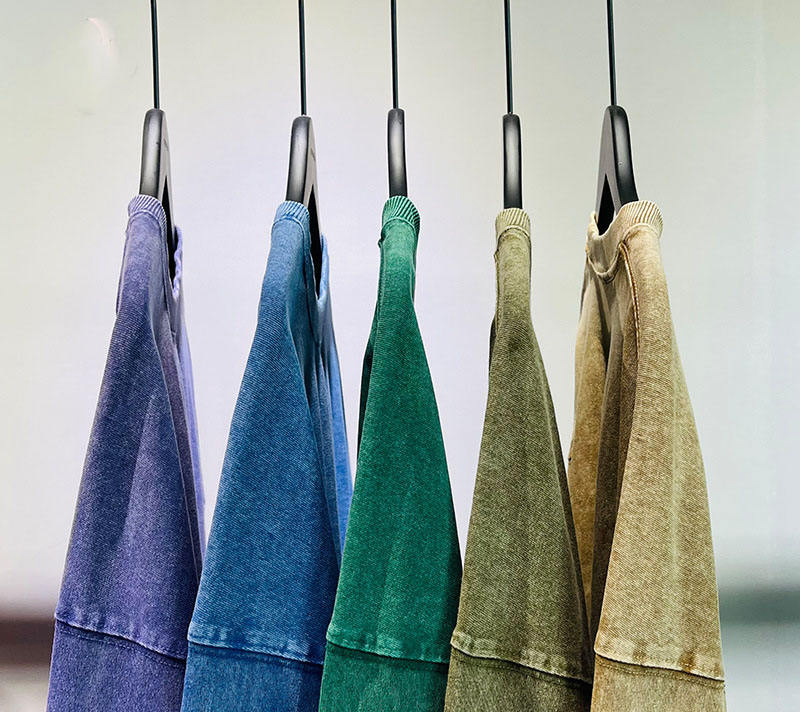 Heavy Weiqht 100% Cotton Oversize Long Sleeve Vintage Acid Washed T-Shirt Batik Unisex Custom Logo Shirt