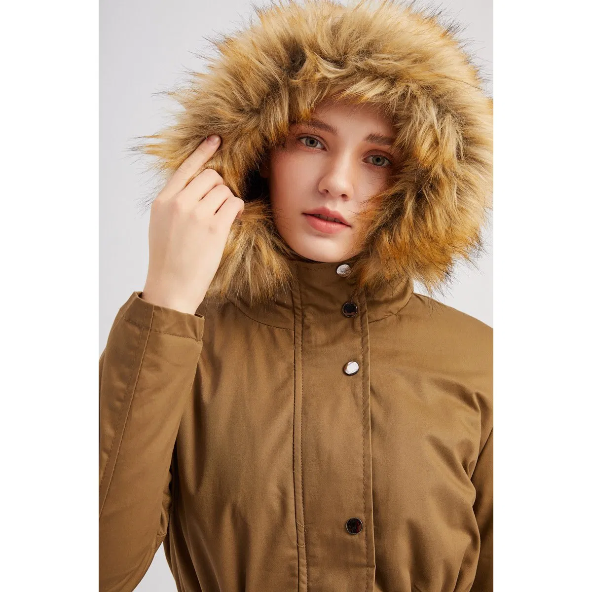 Women's Winter Parka Coat Custom Hooded Jacket Faux Fur Lined Detachable