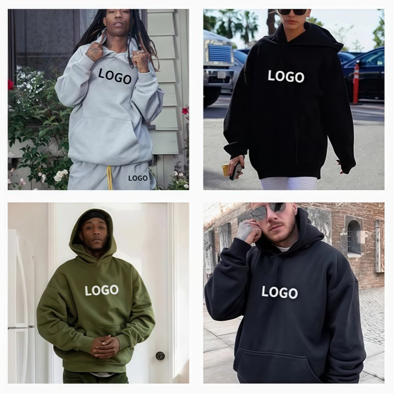 Wholesale High Quality Custom French Terry Cotton Plain Blank Pullover Men's Hoodies