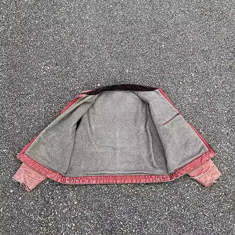 Manufacturer Custom Vintage Denim Winter Distressed Jacket Canvas Zip up Work Wear Acid Wash Jackets for Men