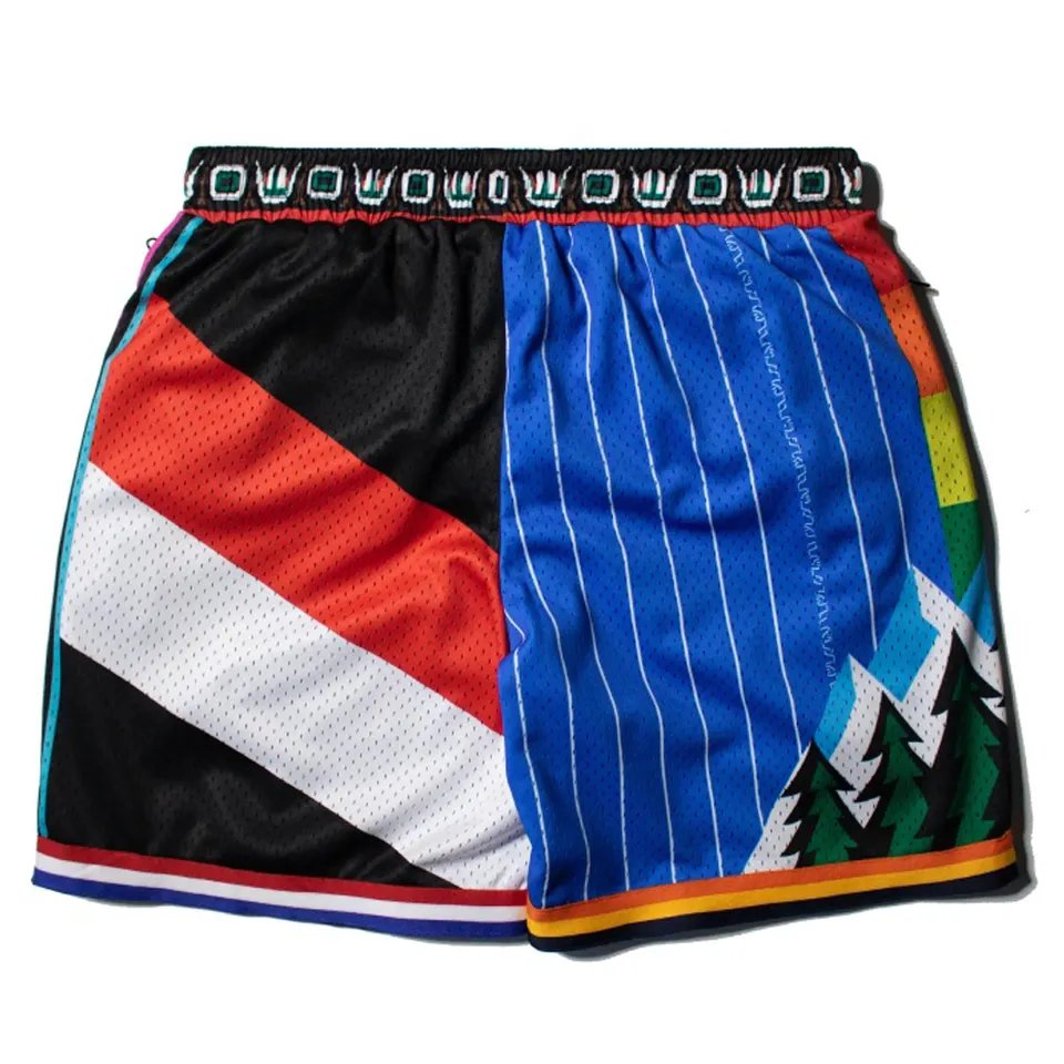Wholesale Embroidery Polyester Sublimation Vintage Design Retro Stitch Sweat Pants Gym Short Men's Custom Basketball Mesh Shorts Wear Uniform