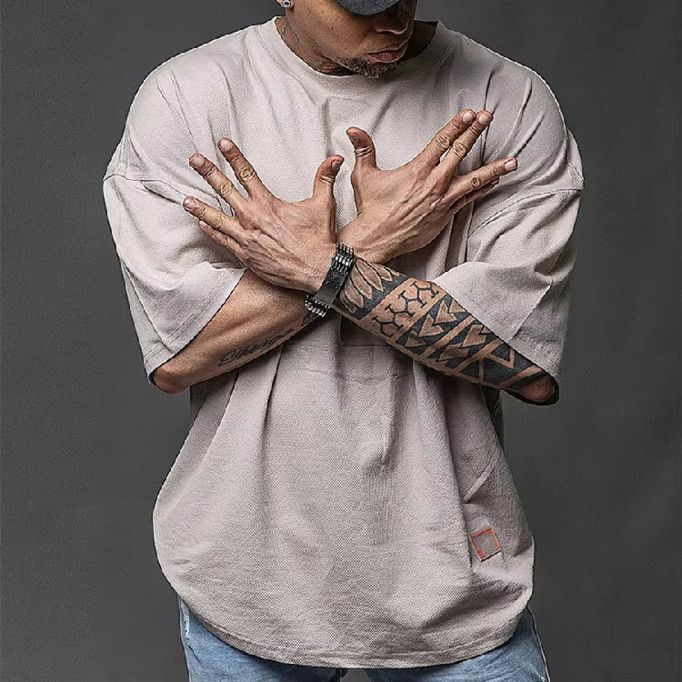 Custom Puff Print Short Sleeve Men's Graphic Cotton T Shirt