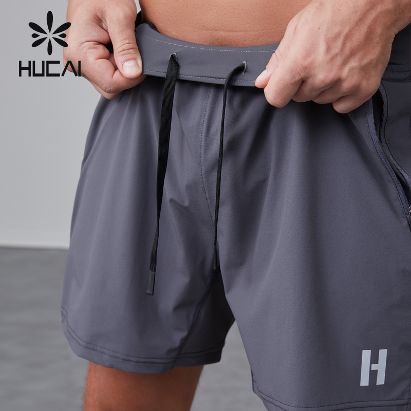 Hucai Custom Logo Activewear Drawstring Quick Dry Fit Sports Workout Running Athletic Gym Shorts Men
