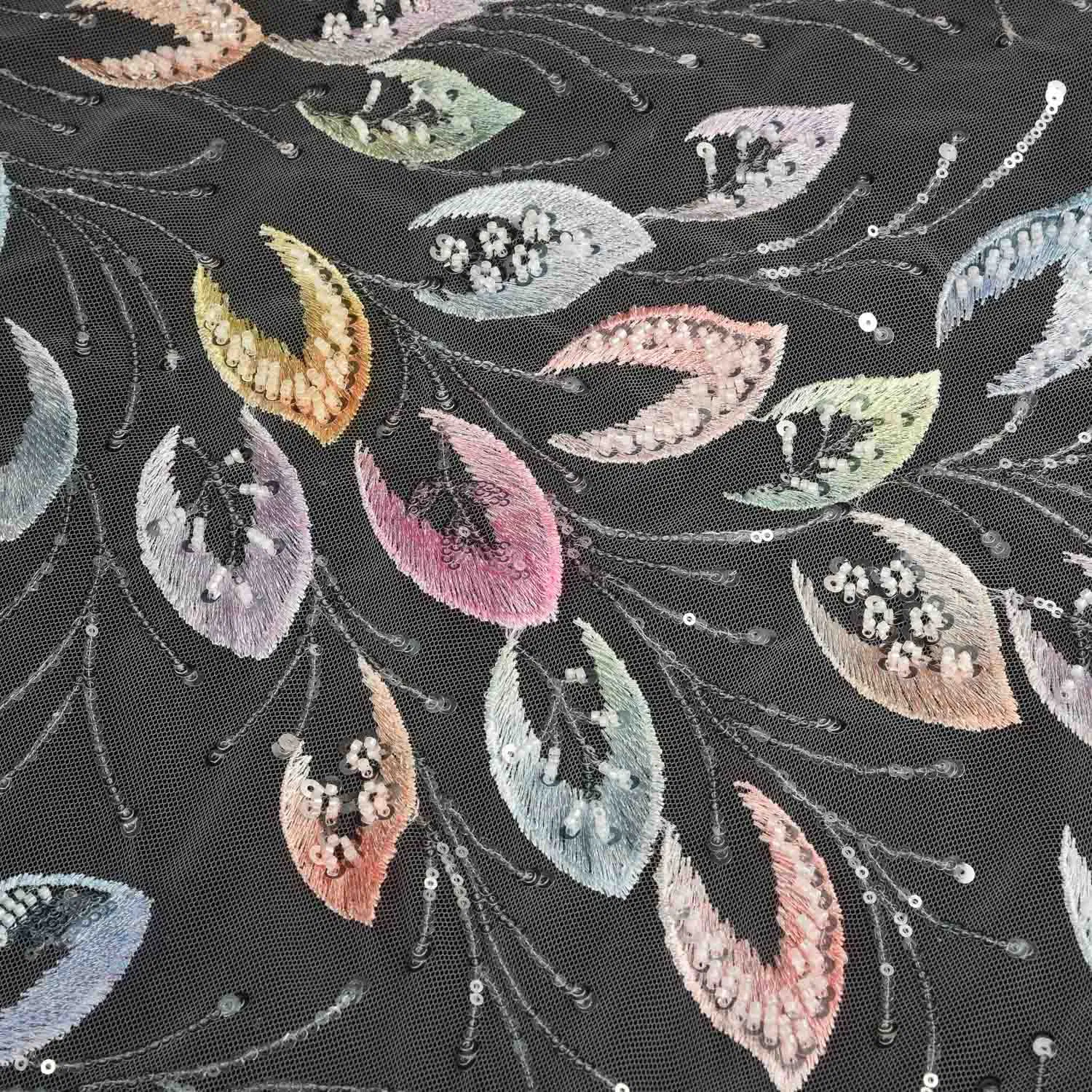 Premium Quality Sequin Embroidered Mesh Lace Fabric for Custom Gown Projects
