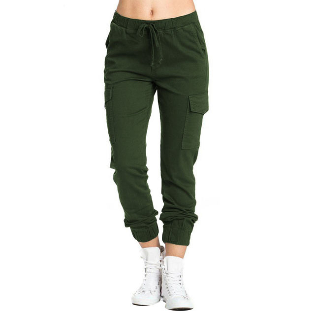 Wholesale Custom Solid Cargo Pants Multicolor Stretch Casual Drawstring Women Pant Trousers