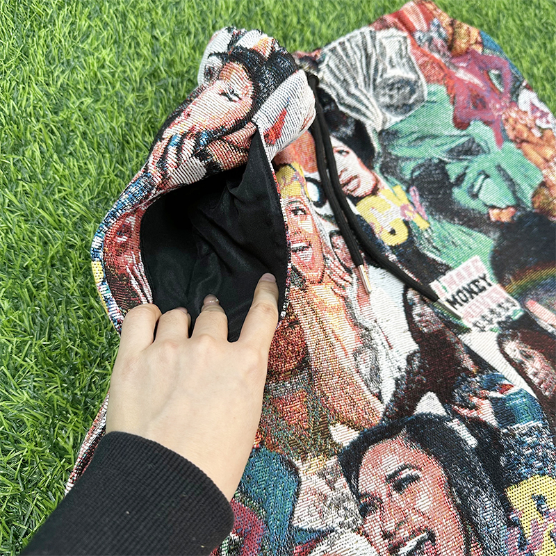 Quick Custom Tapestry Basketball Shorts Low MOQ Manufacturer High Density Fabric Woman/Men Tapestry Pants