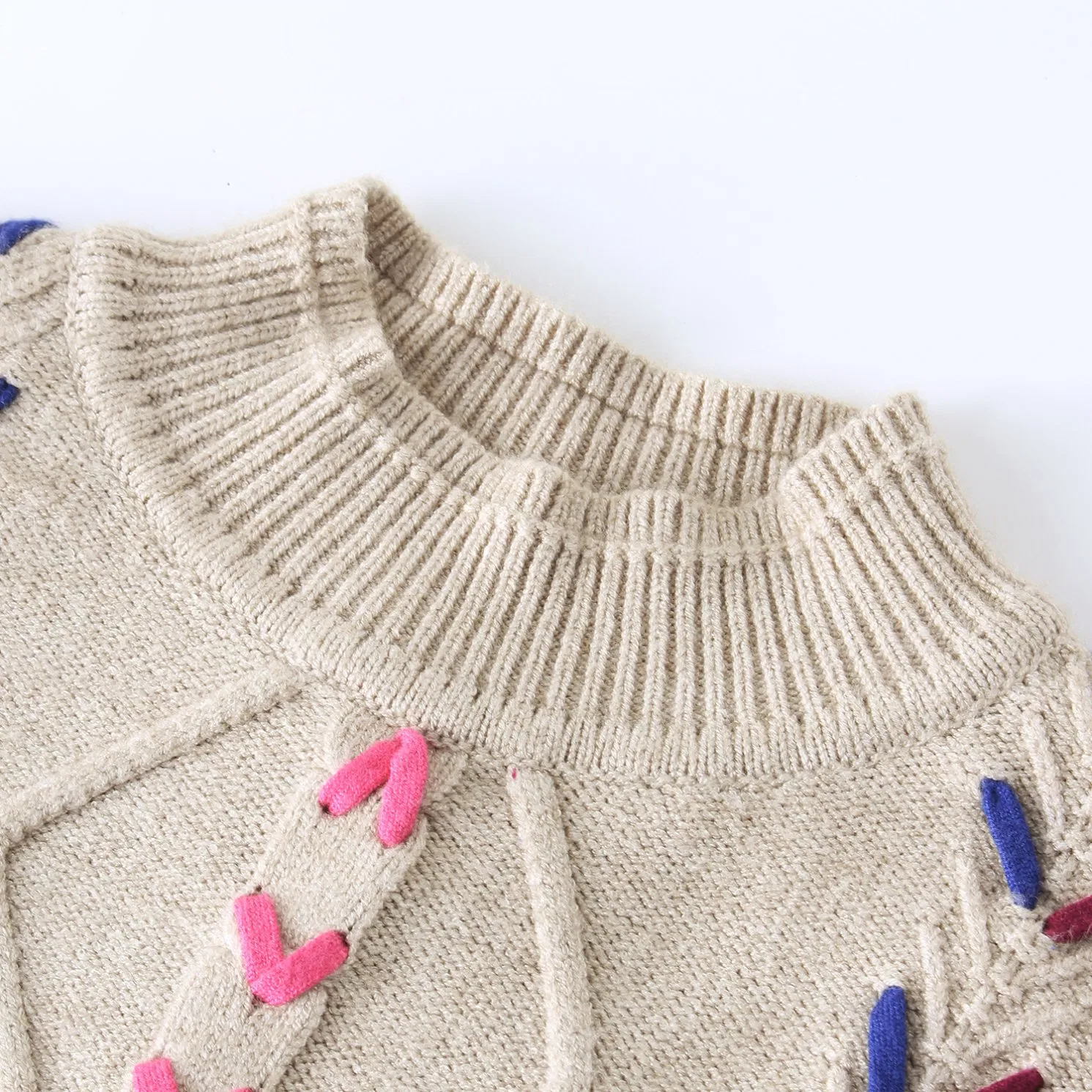 Guangzhou Sweater Custom Manufacturers Braided Cord Crew Neck Pullover Ladies