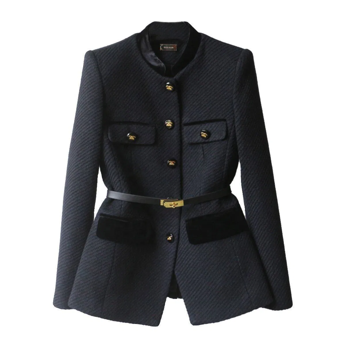 Custom-Made Wholesale Women's Stand-up Collar Coats, New Spring Fashion Long-Length Waist-Cinched Women's Coats Clothing