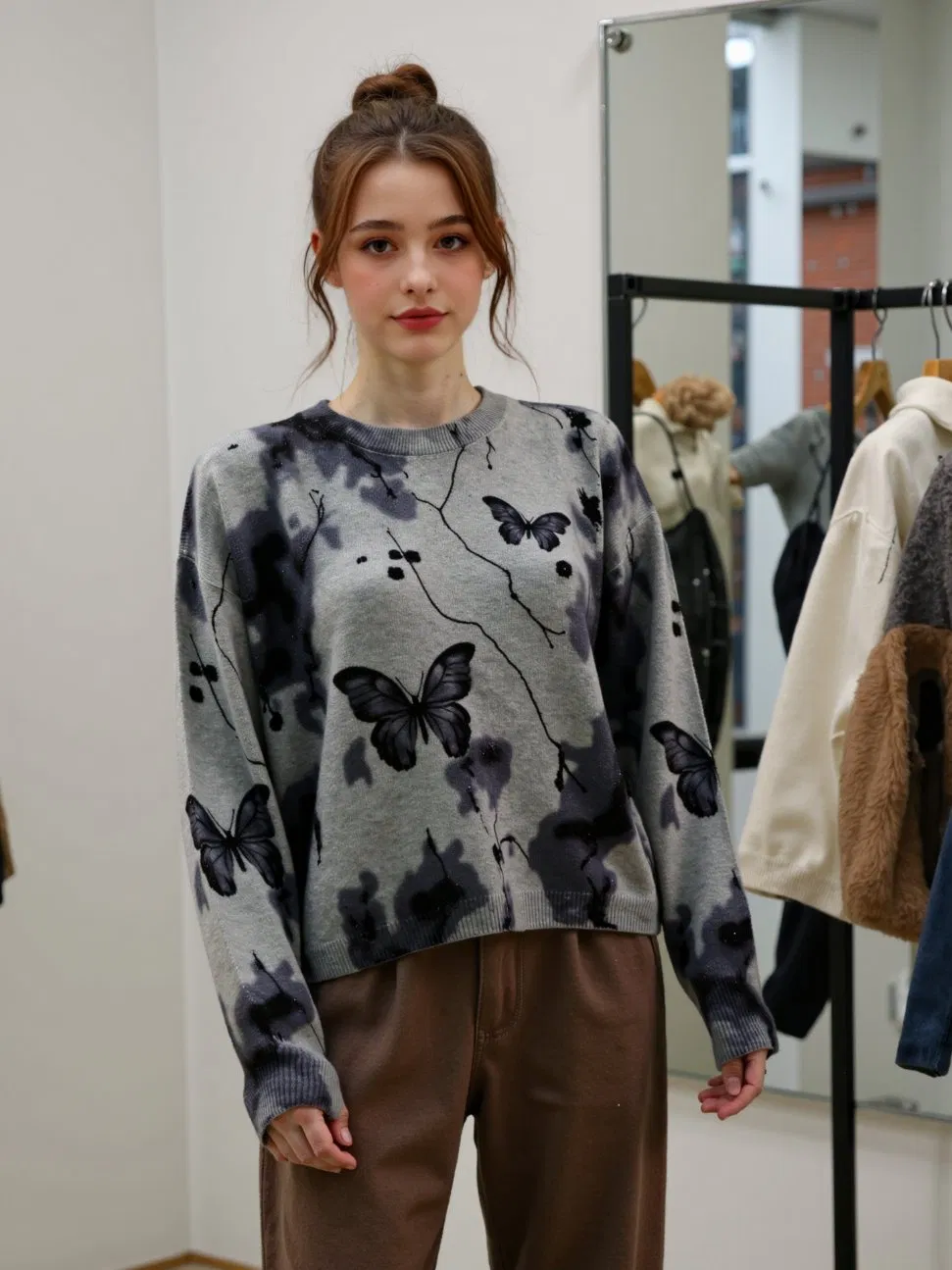 Plus Size Women's Knit Clothes Pure 100% Cashmere Sweater Fashionable Stylish and Trendy Custom Sizes, Pattern &amp; Gauge with OEM Support