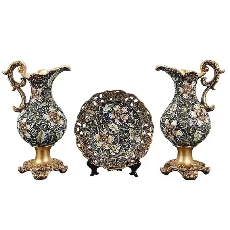 Factory Design Custom Resin Material Traditional Hand-Painted Blue and White Porcelain Luxury Porcelain Vase Resin Craft