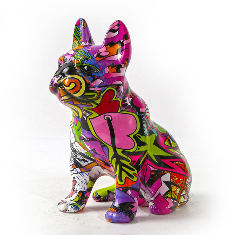 Famous Design Custom Size Home Indoor Decor Colorful Bulldog Statue Resin Crafts