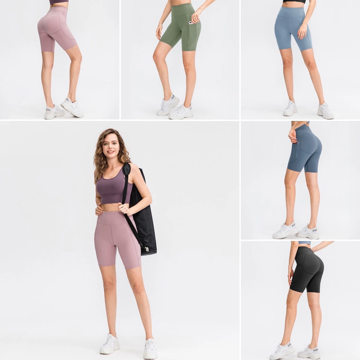 Tianchen Manufacturer Wholesale Workout Fitness Gym Wear Sports Running Shorts for Women, Custom Breathable Sweat Absorbing Fitness Yoga Bike Shorts with Pocket