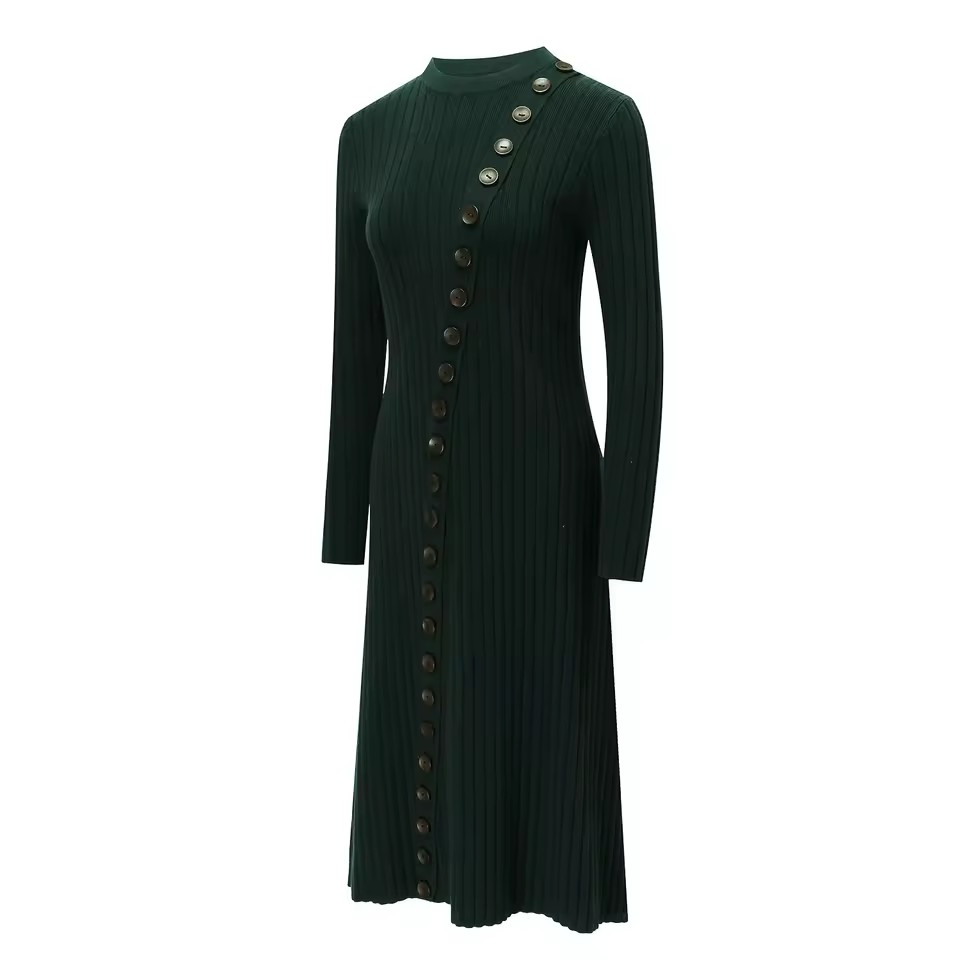 Clothing Manufacturer Companies Custom OEM Button Bodycon Pullover Knit Sweater Maxi Long Dresses Women Cloth Modest Wear 2026