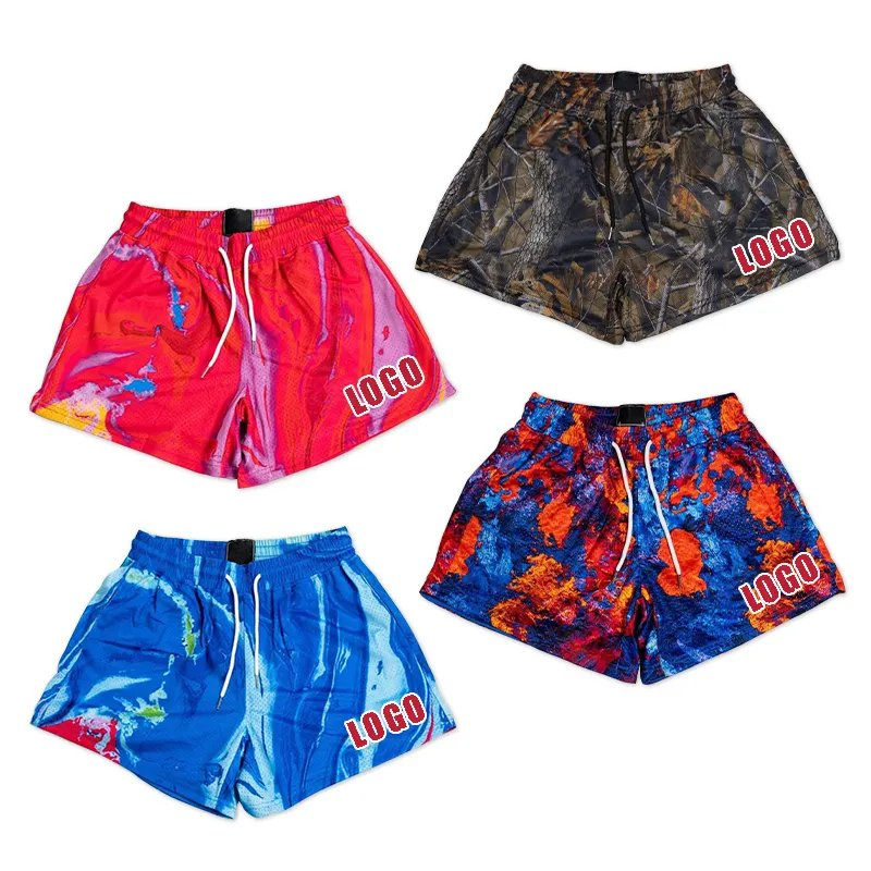 Custom Men Double Layer Gym Mesh Graphic Short Mesh Sublimation Shorts