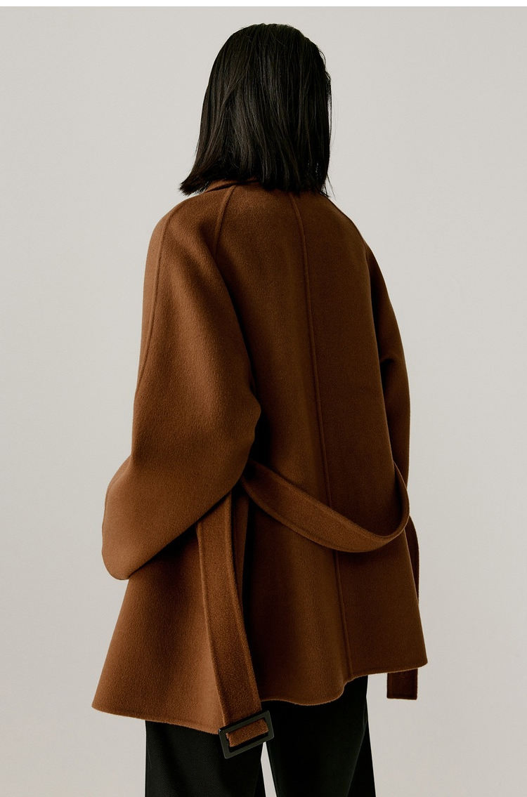 Professional Supplier Custom Dark Brown Wool Winter Thicken Elegant Work Women Cashmere Coat