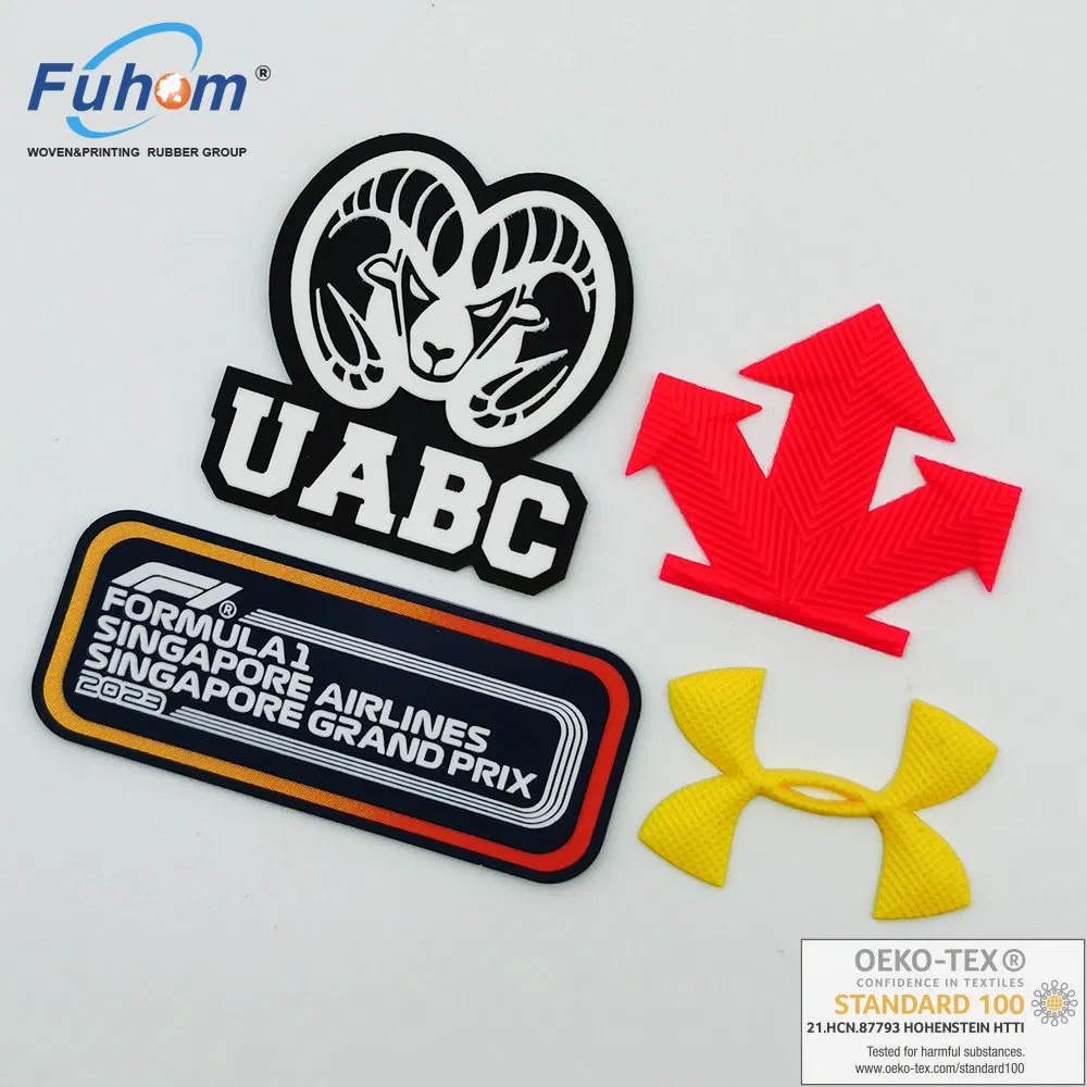 Custom Geometric Eco-Friendly 3D PVC Silicone Logo Patches for Clothing