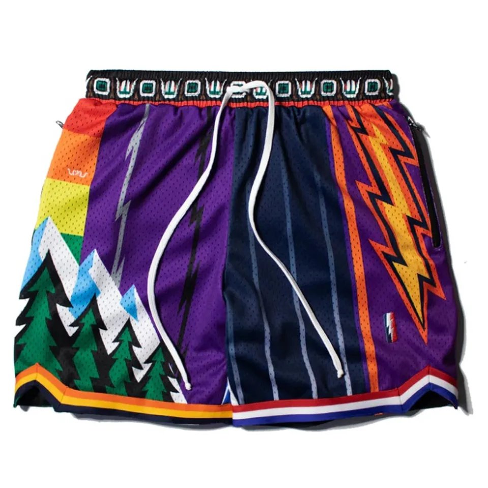 Wholesale Embroidery Polyester Sublimation Vintage Design Retro Stitch Sweat Pants Gym Short Men's Custom Basketball Mesh Shorts Wear Uniform