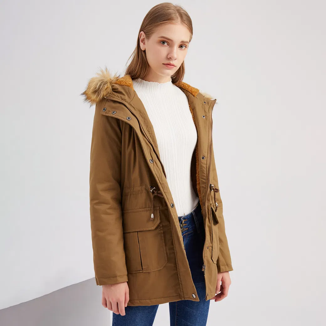 Women's Custom Winter Hooded Parka Coat Faux Fur Lined Detachable Design