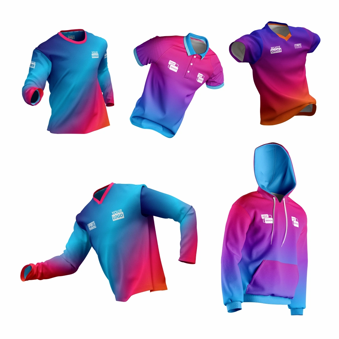 Custom Sublimation Sport Shirt for Soccer Football Fishing Cycling Baseball Archery Hunting Riding Running Gym Yoga Outdoor Jogging Training Polo Dropshipping