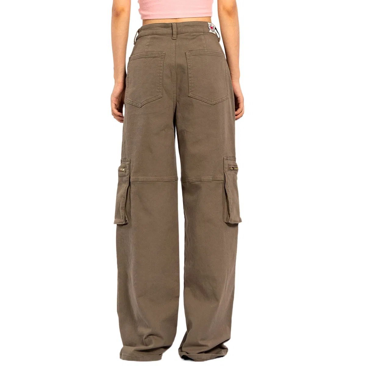 Custom Vintage Aged Large Pockets Loose Long Straight Cargo Pants Women