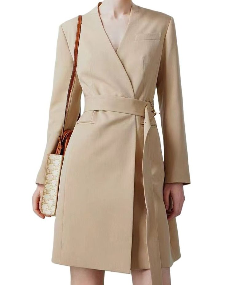 Two Color Custom Women's Outer Wear Trench Coat Business Casual Blazer