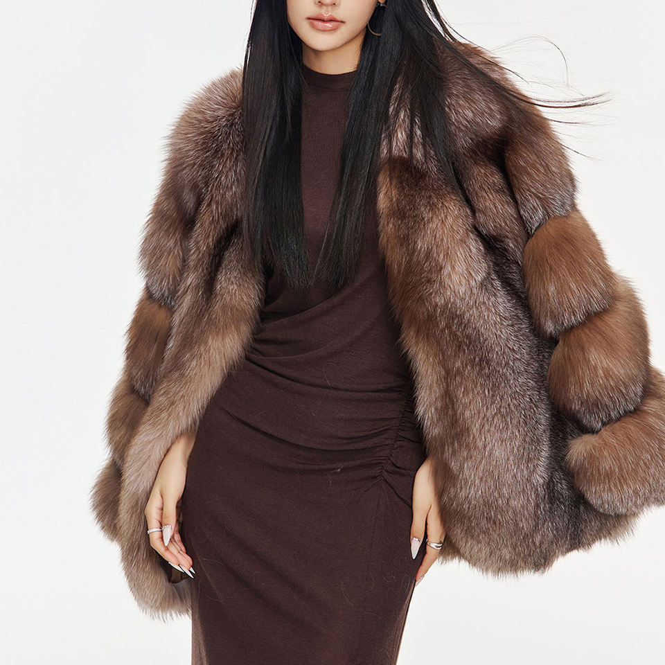 Women's 100% Real Fur Coat New Custom Design Genuine Fluffy Fur