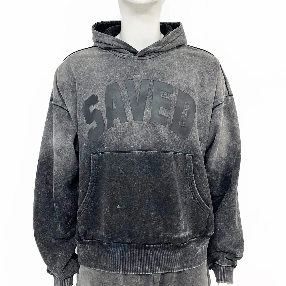 Custom Men's Hoodie Oversized Sunfaded Acid Washed Hoodies Pullover Top Heavyweight