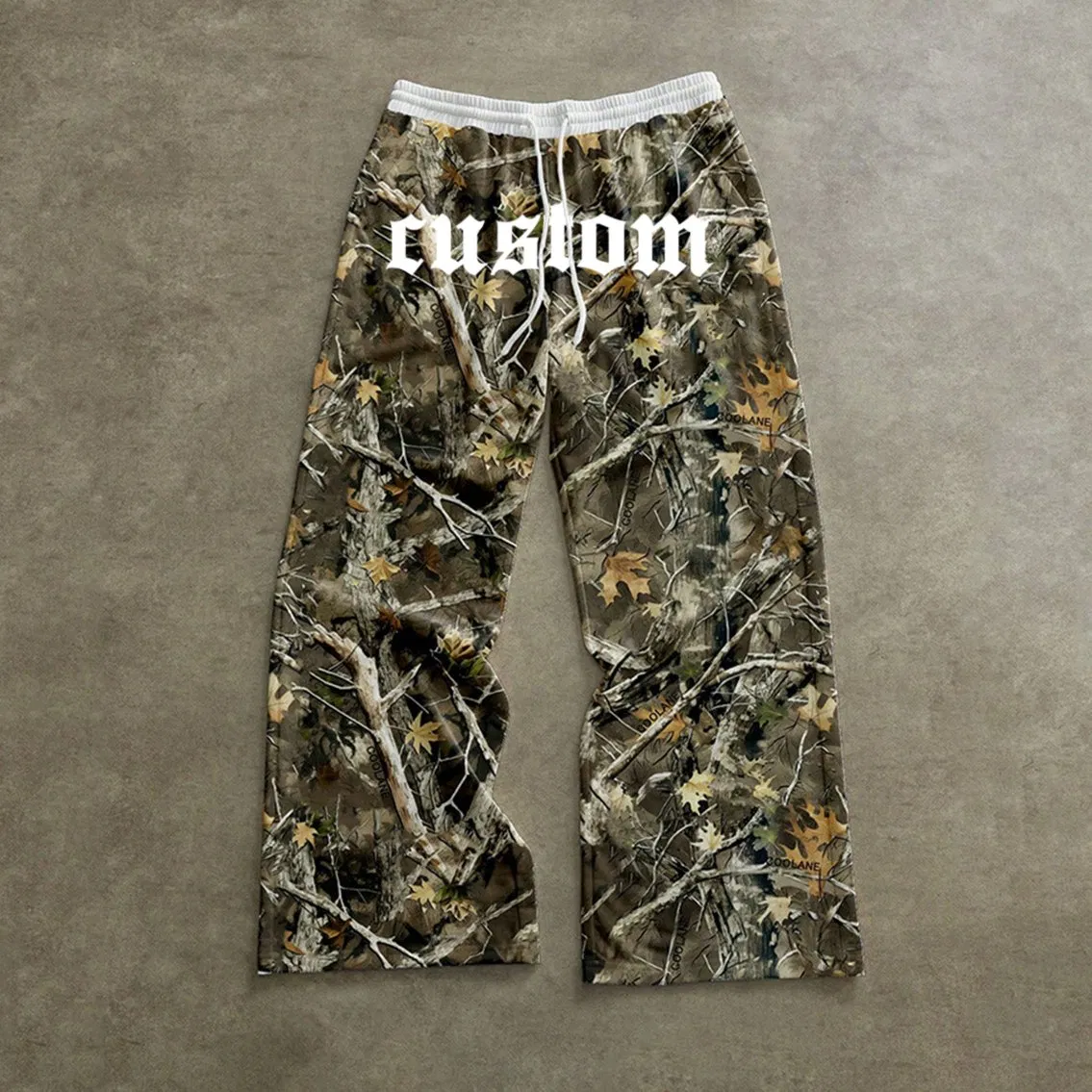 Wholesale OEM Custom Logo Y2K Fashion Loose Straight Leg Wide Jogger Track Sweat Pants Vintage Baggy French Terry Cotton Oversized Tree Camo Women Sweatpants