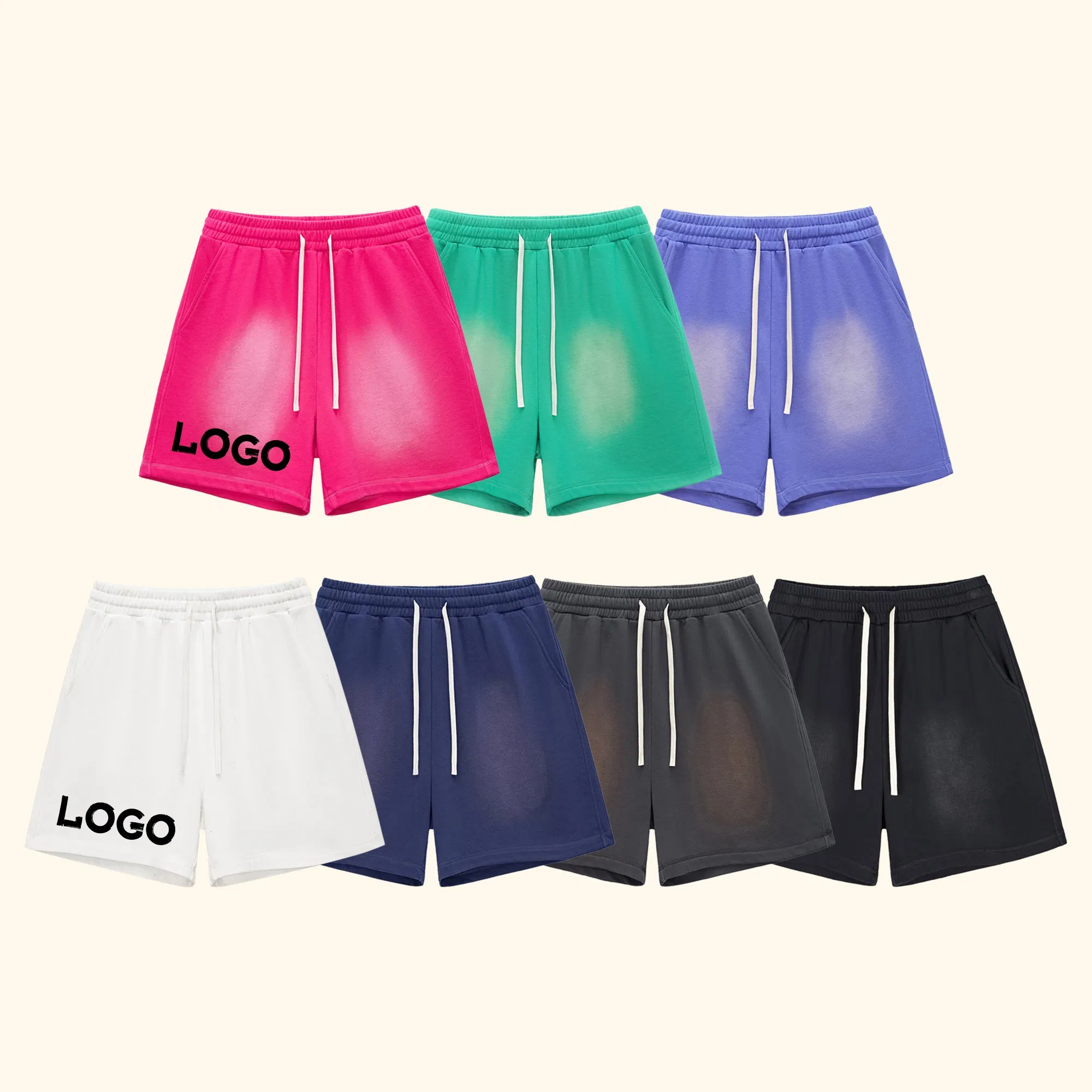 Drawstring Graphic Designer High Quality Manufacturer Sweat Streetwear Summer Acid Cotton Vintage Wash Custom Shorts for Men