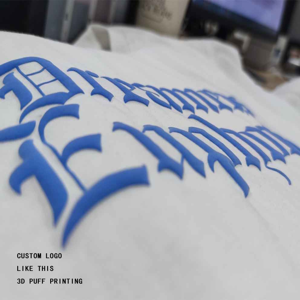 High Quality Cotton Tshirt Custom 3D Foam Puff Printing Logo T Shirt Unisex Short Sleeve Men's T-Shirts