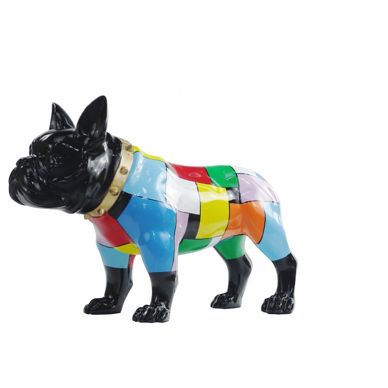 Famous Design Custom Size Home Indoor Decor Colorful Bulldog Statue Resin Crafts