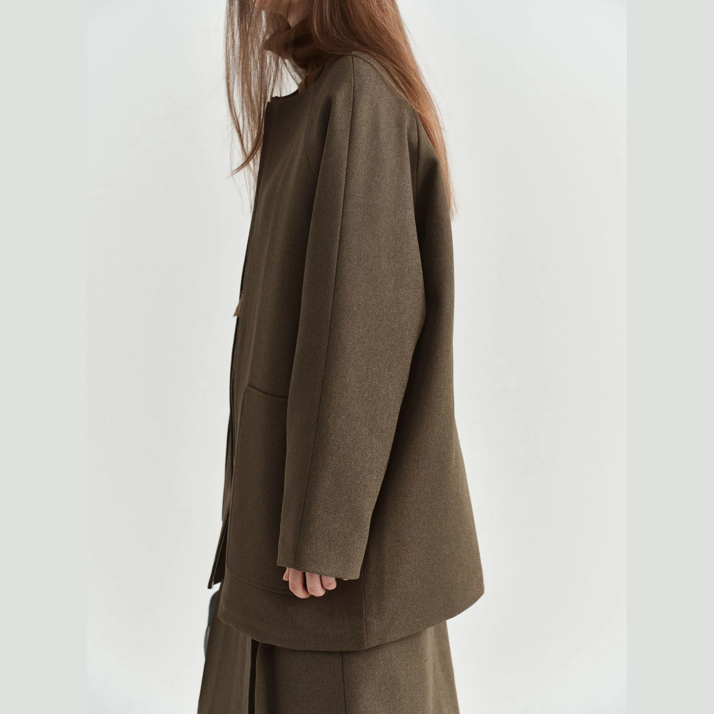 Factory Custom Design Double Zipper Jacket Women's Winter Quilted Thickened Large Pocket Coat