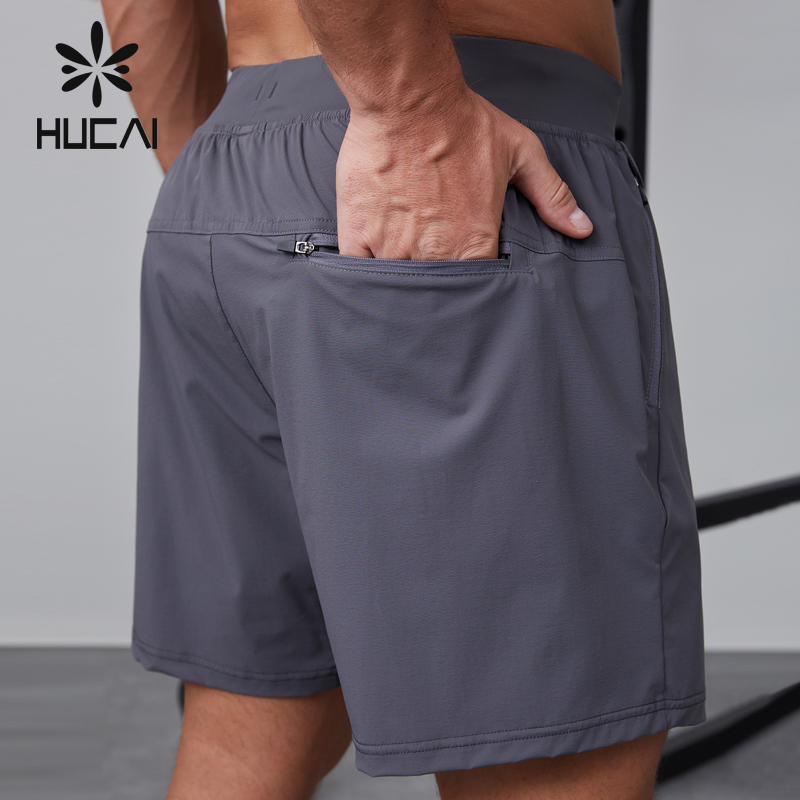 Hucai Custom Logo Activewear Drawstring Quick Dry Fit Sports Workout Running Athletic Gym Shorts Men