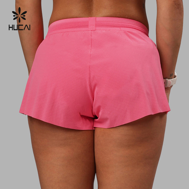 Custom Logo Lightweight Split Hem Active Athletic Workout Running Gym Shorts Women