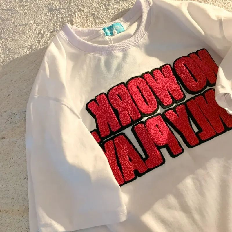 Fashion Bamboo Cotton Mens T Shirt Clothing Manufacturers Wholesale with Custom Chenille Embroidery Logo T-Shirt