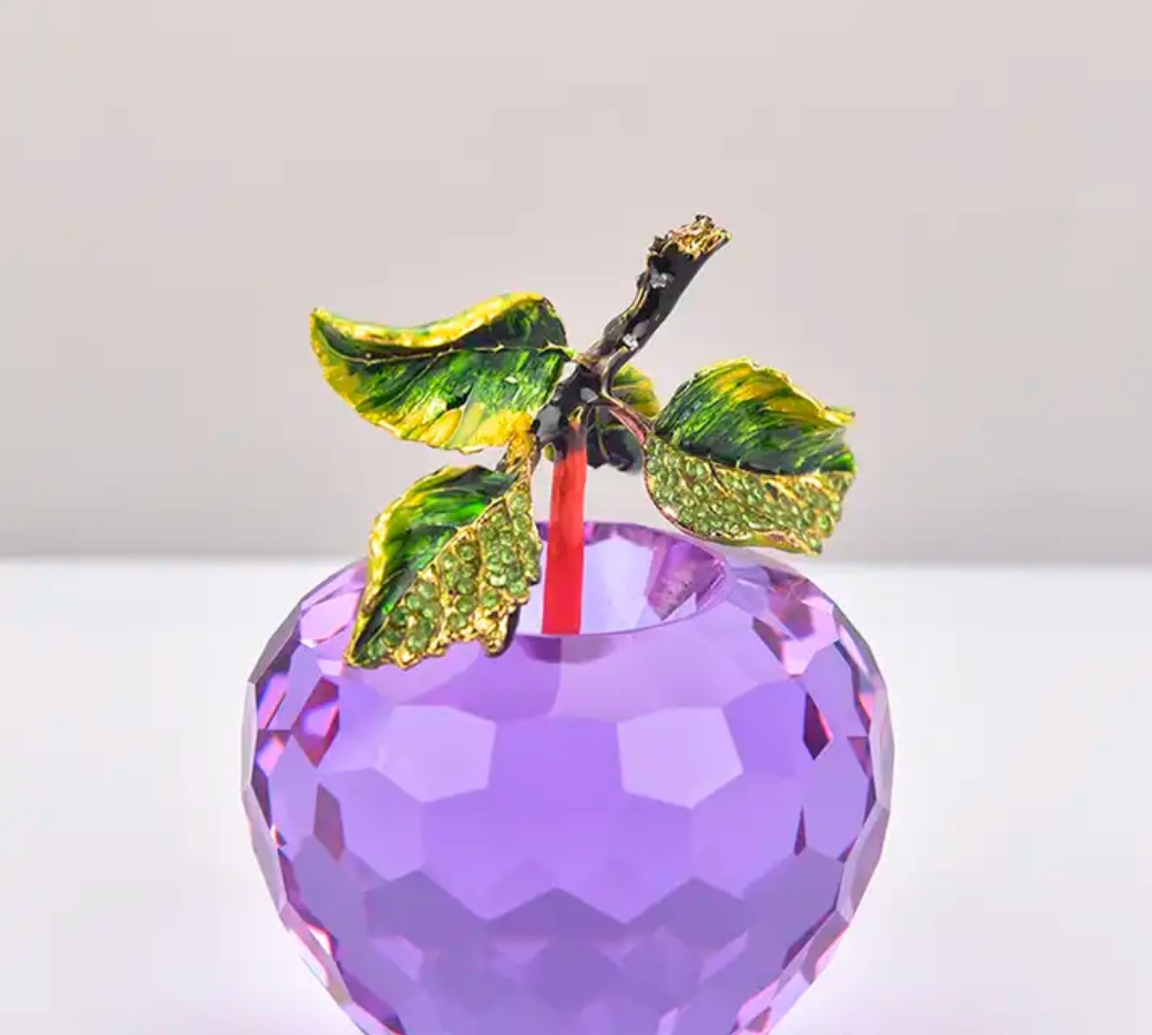 Good Design Factory Price Custom Art Glass Crystal Apple Ornaments Crystal Crafts