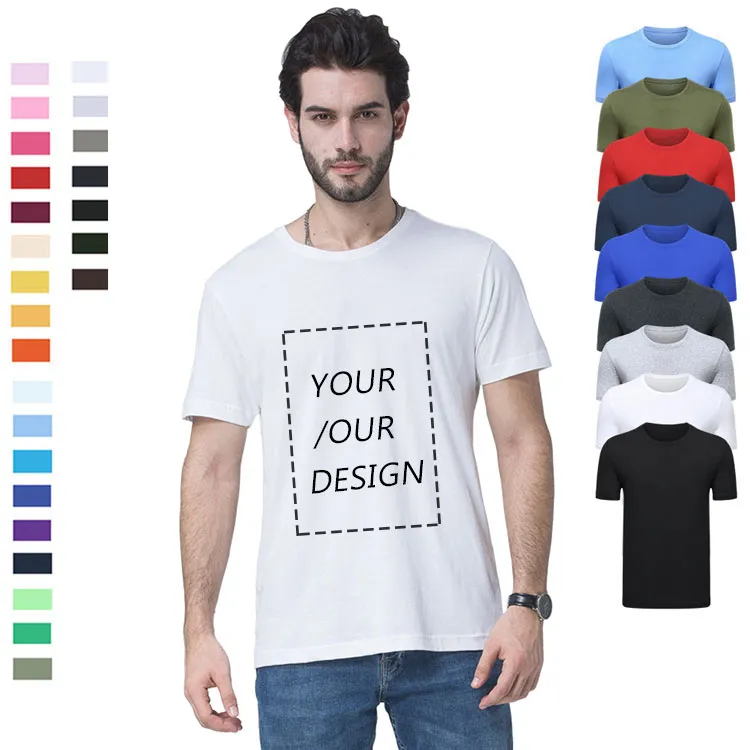2024 Popular Wholesale Custom Plain Tee Shirt Multi Colors Breathable Summer Cotton T Shirt for Men Plus Size Printing T Shirts