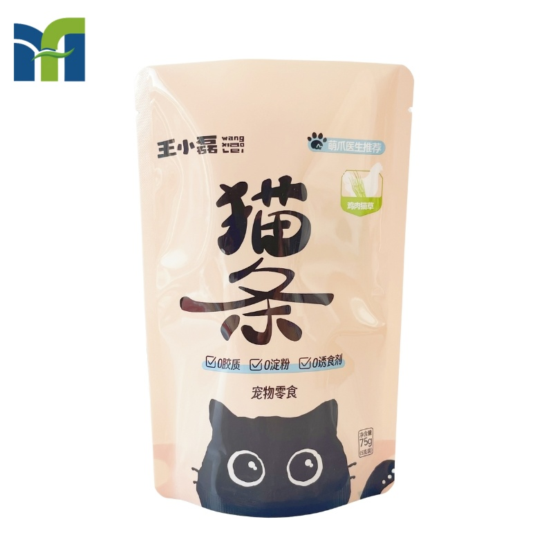 Custom Logo Printed Recyclable Plastic Food Grade Cat Treats Doypack Package