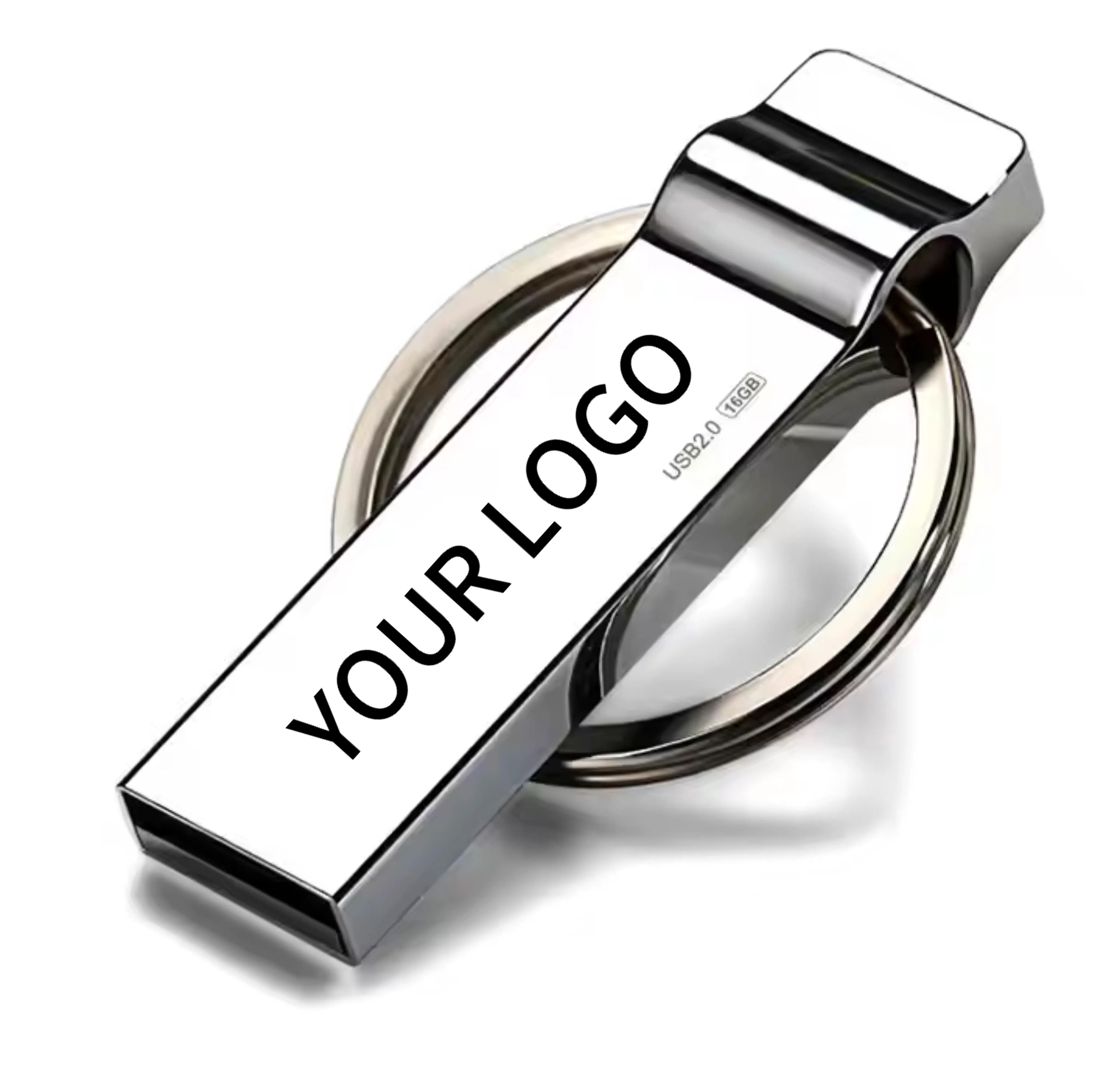 High-Speed 128GB USB Memory Stick with Keychain Waterproof Metal Body and Custom Logo for Business and Tech Gifts