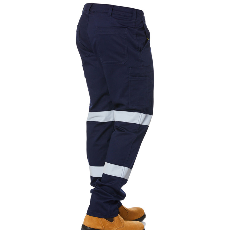 Wholesale Multi Pocket Reflective Safety Trousers Custom Work Uniform Navy Blue Chino Men Cargo Pants